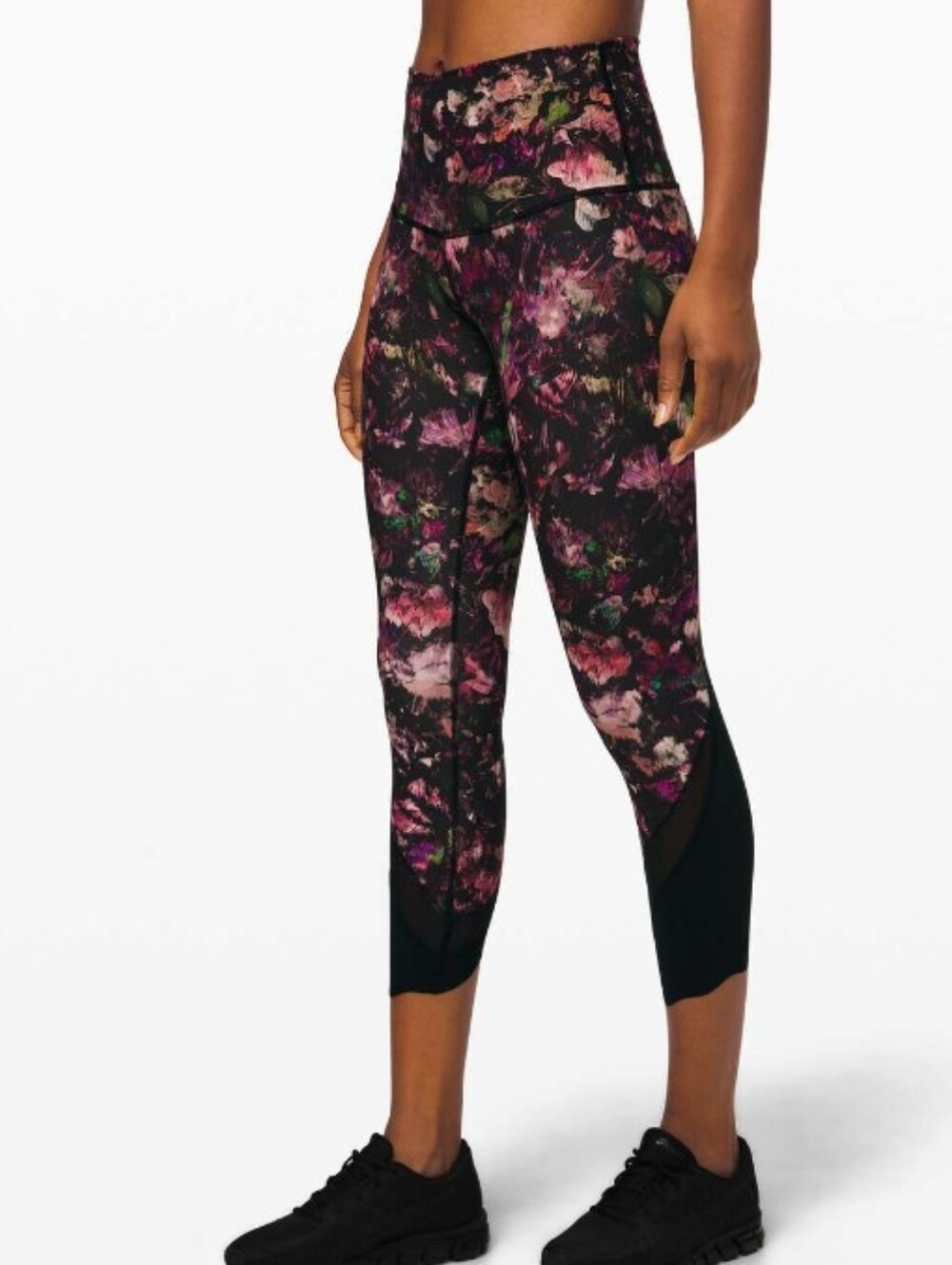Lululemon Wunder Under high-rise leggings floral print scalloped mesh Size 4